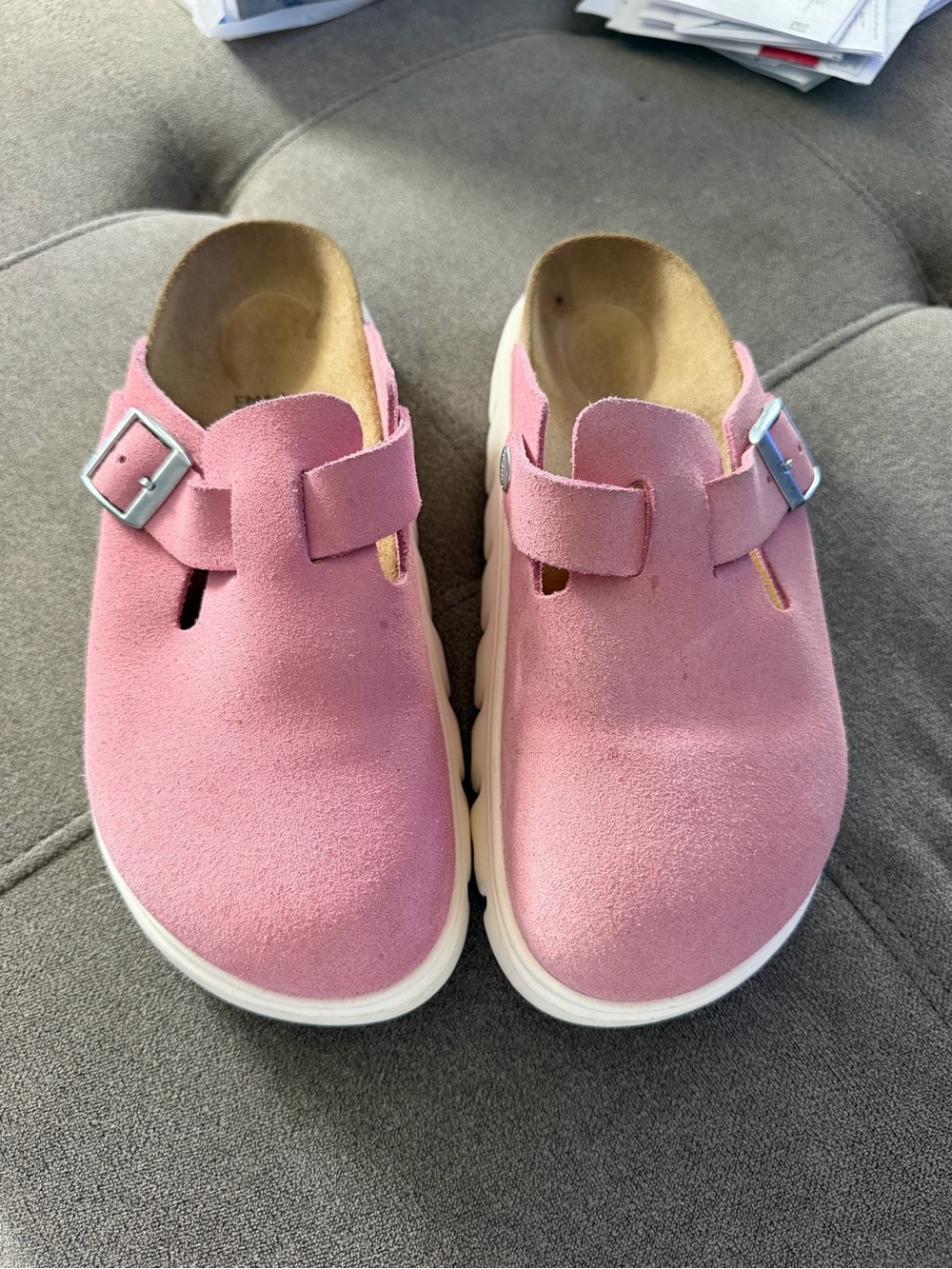 Papillio by Birkenstock pink Suede Slip-On Clogs with Buckle - Picture 2 of 4